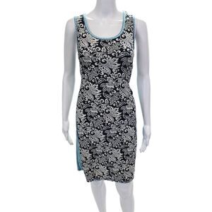 Max Studio Women Tank Dress Black Floral Scoop Neck Sleeveless Short Size XS